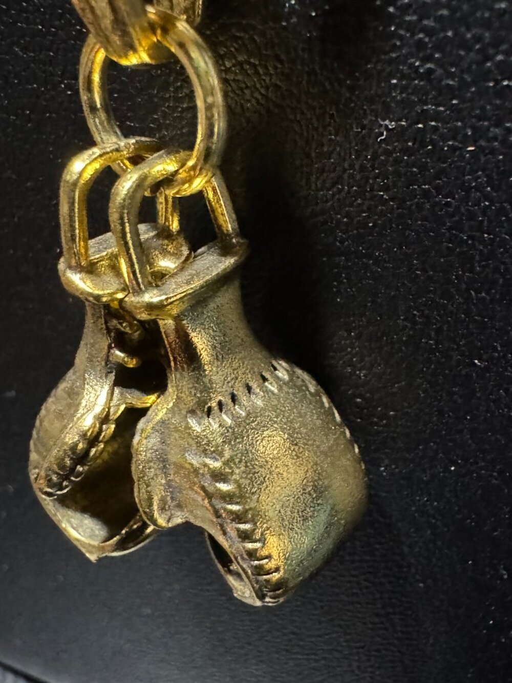 Boxing Gloves Pendant Double Necklace Stylish Sporty Men Golden Color Plate